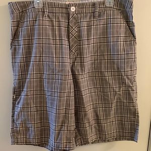 Brown and White Plaid Hurley Shorts